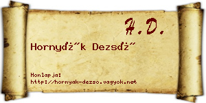 Hornyák Dezső névjegykártya